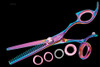 Sharkfin 28 Tooth Right Hand Professional Swivel Rainbow Scissor Shears