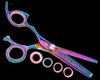 Sharkfin 40 Tooth Left Hand Professional Non-Swivel Rainbow Scissor Shears