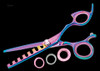 Sharkfin 7 Tooth Right Hand Professional Non-Swivel Rainbow Scissor Shears