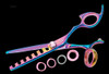Sharkfin 7 Tooth Right Hand Professional Swivel Rainbow Scissor Shears