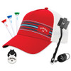 Callaway Golf Striped Mesh Red Cap and Gift Set with Golf Club Brush, Golf Tees