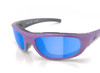 Icicles Sun Rider Mirror Blue Lens Sunglasses with Purple Frame