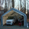 Rhino Shelter 2 Car Garage House Peak Style UV Cover Zipper Doors, Gray
