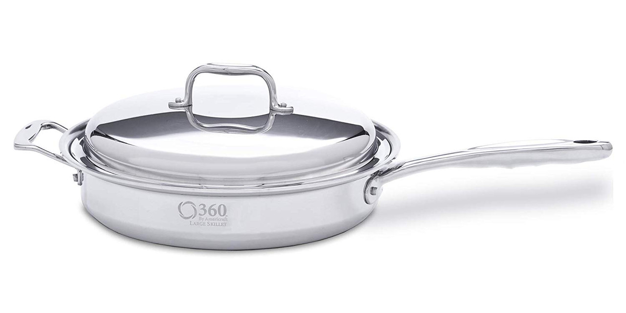 360 Cookware Stainless Steel 3.5 Quart Sauté Pan With Cover