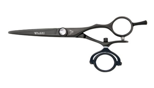 Washi Scissor Professional Black Satin Double Swivel In Size 5.5