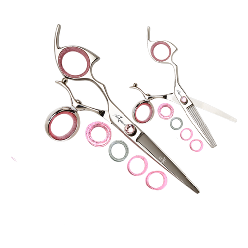 Sharkfin Left Handed Scissors Professional Swivel STAINLESS 5.5" SHEAR & 30 TOOTH THINNER