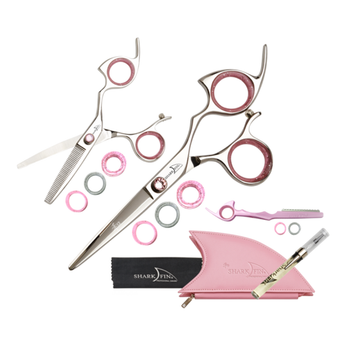 Sharkfin Right Handed Scissors Professional Non-Swivel STAINLESS 7.0" SHEAR & 30 TOOTH THINNER
