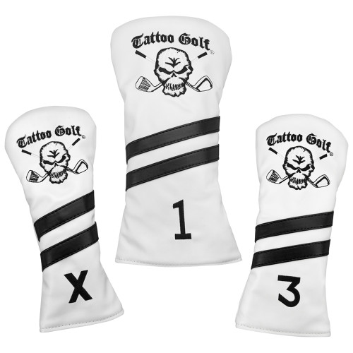 Tattoo Golf White Vintage Golf Club Covers in Set of 3