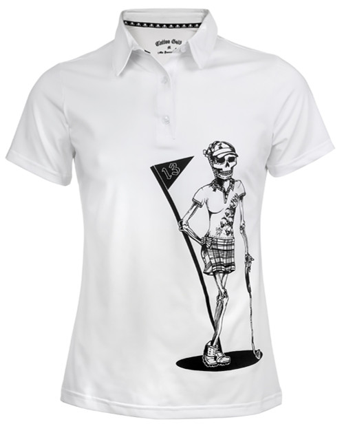 Tattoo Golf Womens White Mrs. Bones Golf Shirt in X-Large