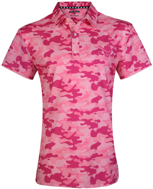 Tattoo Golf Pink Womens Camo Cool-Stretch Golf Shirt in X-Large