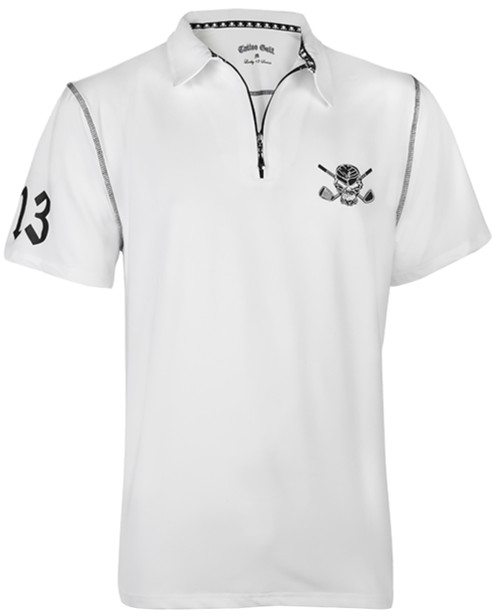 Tattoo Golf Mens White Hybrid Zipper Cool-Stretch Golf Shirt in Small