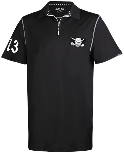 Tattoo Golf Mens Black Hybrid Zipper Cool-Stretch Golf Shirt in XXXX-Large