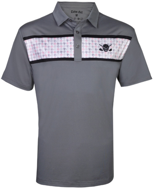 Tattoo Golf Men's Clubhouse Cool-Stretch Golf Shirt, Charcoal, Large