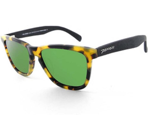Peppers Black Sands Tokyo Tortoise Matte Black Temples with Brown Polarized Emerald Green Mirror Lens Sunglasses