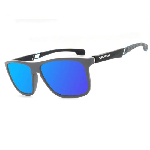 Peppers Wired Grey Rubber Finish With Smoke Polarized Lens Comes With Diamond Blue Mirror Sunglasses
