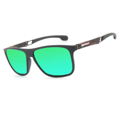 Peppers Wired Matte Black Rubber Finish With Emerald Polarized Lens Comes With Green Mirror Sunglasses