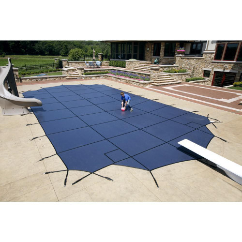 NEW Blue 20-Year Super Mesh Safety Cover For 14' x 28' Pool With Center End Step