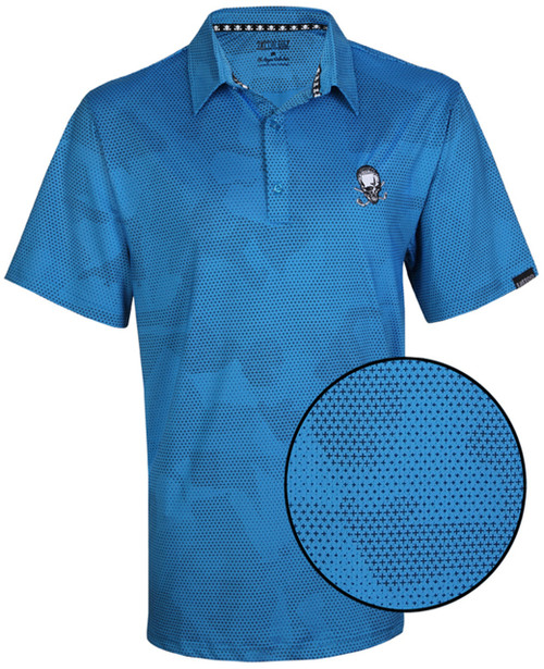New TATTOO GOLF Rogue Cool-Stretch Men's Golf Shirt - Blue - XLARGE