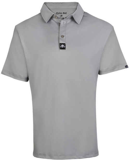 Tattoo Golf Mens Grey Still Basic Cool-Stretch Golf Shirt in Small