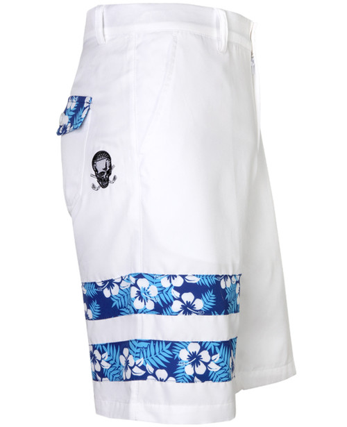 Tattoo Golf Zuma Procool Men's Golf Shorts, Embroidered Skull, White, Size 32