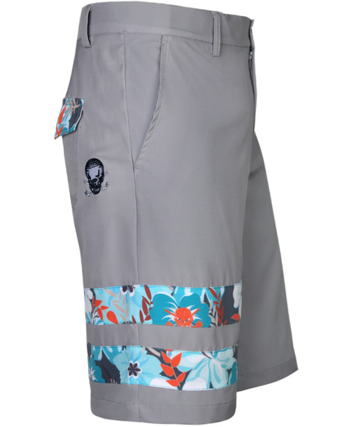 Tattoo Golf Zuma Procool Men's Golf Shorts, Embroidered Skull, Grey, Size  44
