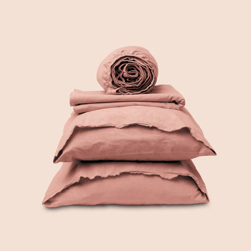 Purecare Dr. Weil Garment Washed Percale Sheets Pink Sandstone In Size King