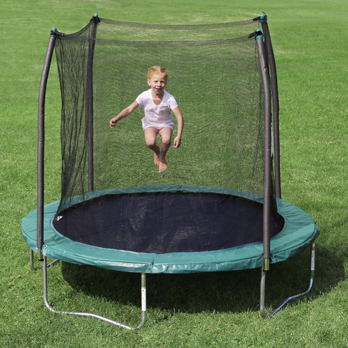 Skywalker 8' Round Trampoline With No Gap Enclosure Net Blue