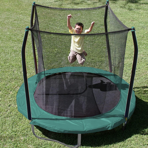 Skywalker 8' Round Trampoline With No Gap Enclosure Net Blue