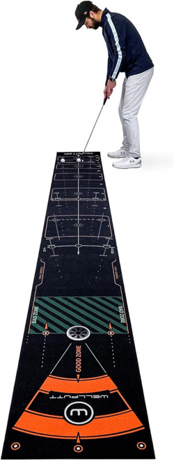 WellPutt - Golf Putting Training Mat - 4M/13ft Classic Black