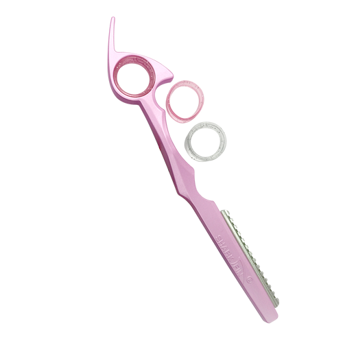 Sharkfin Shears Pink Aluminum Razor with Feather Blade & Sharkfin Handle