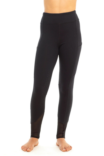 Goode Rider Girls Performance Tights, All Day, Everyday Wear, Black in Size 14