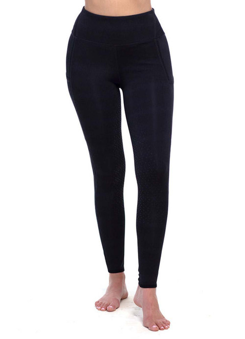 New Goode Rider Womens Full Seat Perfect Sport Black Python Tights Size XL