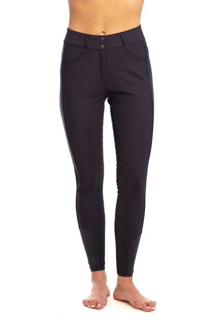 Goode Rider Elite Fleece Breech - Full Seat, Fleece-Lined Riding Breech, Navy in Size 26R