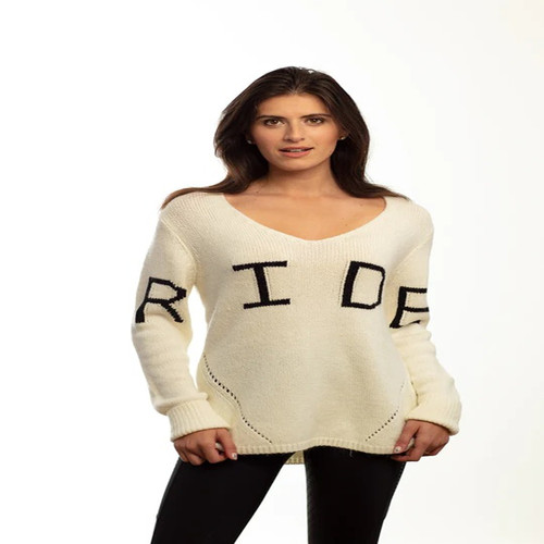 Goode Rider RIDE Sweater, Perfect Over Tights or Breeches, Ivory in Size Small