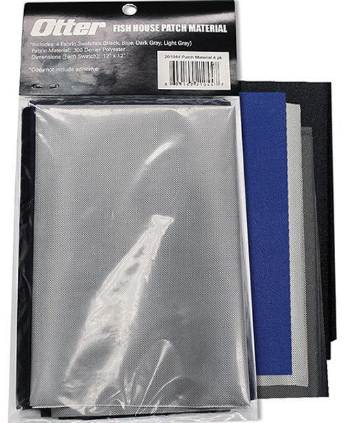 Otter Fish Shelter Patch Kit Material Only - 4 Pack - Black, Blue, Dark Grey, Light Grey