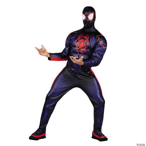 MARVEL Deluxe Adult Miles Morales Costume, Mens Spiderman Halloween Costume -