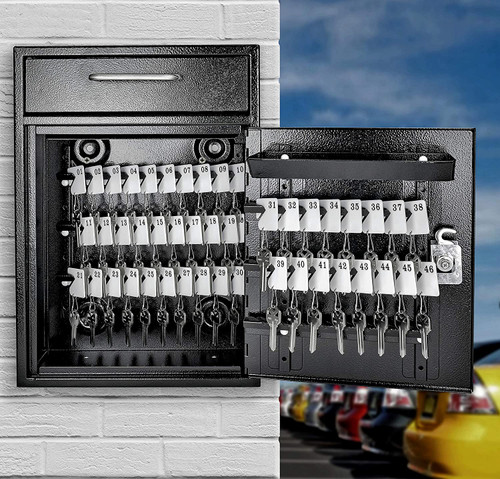 Mail Boss Heavy Duty Grade Steel High Security Adjustable Key Cabinet, Black