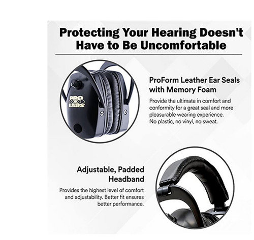 New Pro Ears Ultra Sleek Hearing Protection Nrr 26 Ear Muffs Black