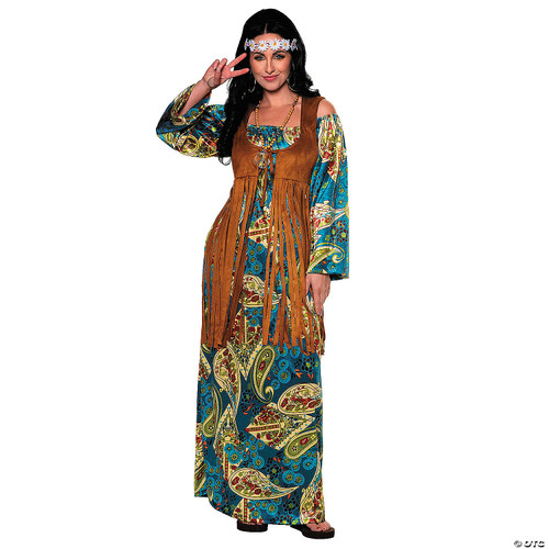 UNDERWRAPS Long Off Shoulder Hippie Dress Womens Costume - 60s Womens Maxi dress