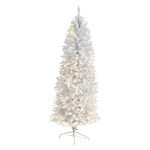 New Nearly Natural 6’ White Christmas Tree With 250 Lights And 743 Tips