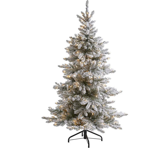 New Nearly Natural 5’ Flkd West Virginia Spruce Xmas Tree W/200 Lts & 604 Tips