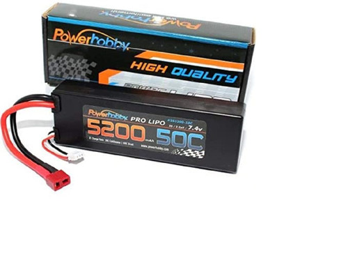 New 5200Mah 7.4V 2S 50C Lipo Battery With Hardwired T-Plug