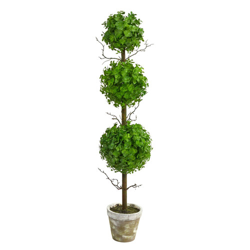 New Nearly Natural 3’ Eucalyptus Triple Ball Topiary Artificial Tree