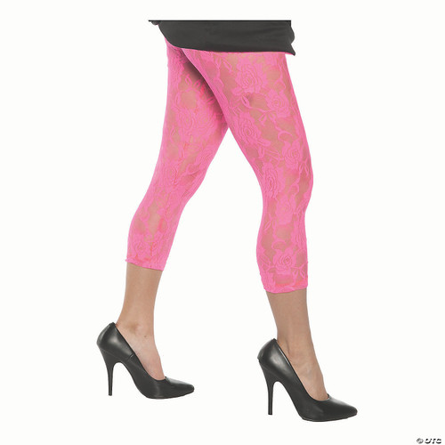 UNDERWRAPS Women's Retro 80's Lace Leggings - Neon Pink, X-Large Costume -