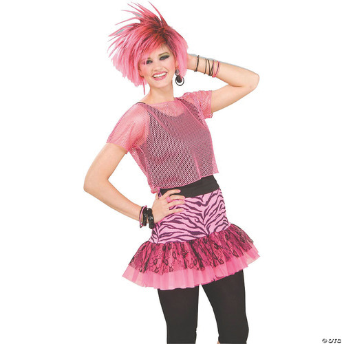 Woman's Pop Party Zebra Print Skirt, Pink/black, One Size Costume - One Size
