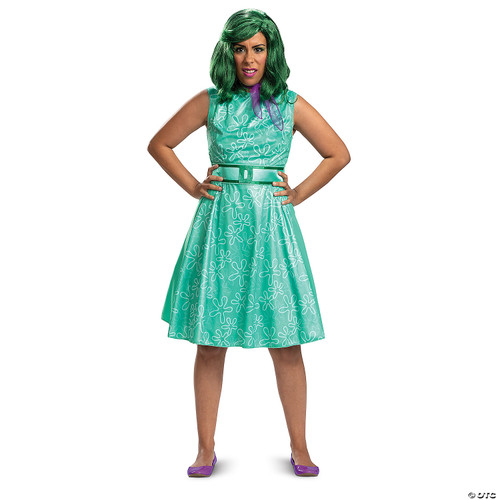 Disgust Inside Out Costume, Official Disney Inside Out Disgust Dress Scarf and Wig, Adult Size (8-10)