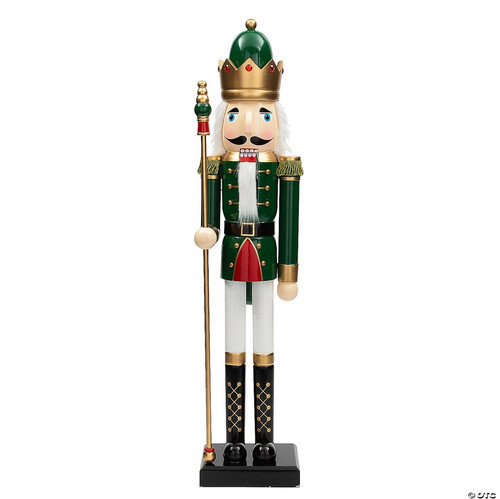 3 Ft. Large Classic Green Wood Holiday Nutcracker with Scepter