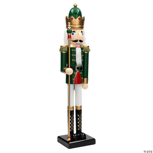 3 Ft. Large Classic Green Wood Holiday Nutcracker with Scepter