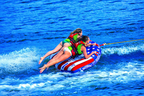 New Wow Born To Ride 1 Or 2 Person Inflatable Towable Deck Tube Red