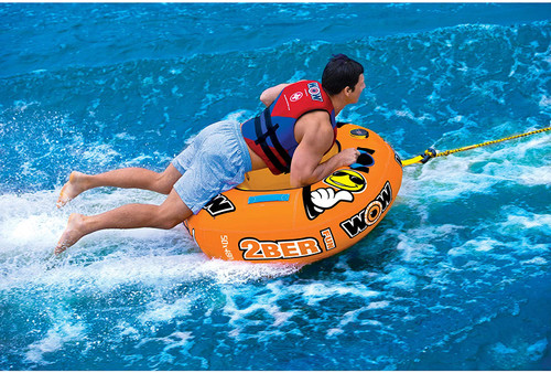 New Wow 2Ber 1 Person Inflatable Towable Tube Starter Kit With 12V Pump